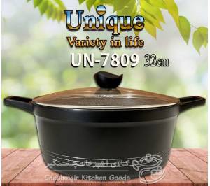 سرویس قابلمه 12 پارچه داخل سرامیک بدنه مشکی یونیک مدل UN-8854