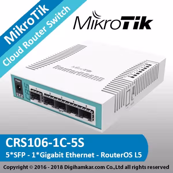 کلود روتر سوییچ میکروتیک مدل CRS106-1C-5S