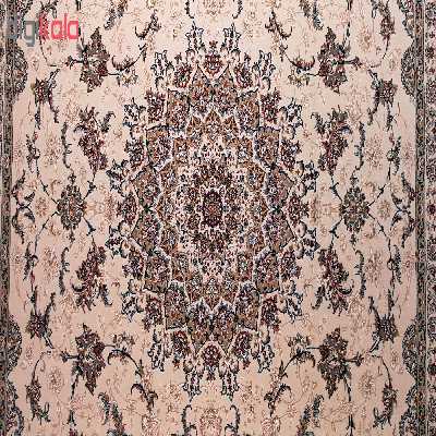 فرش ماشینی زمرد مشهد مدل نایین زمینه کرم