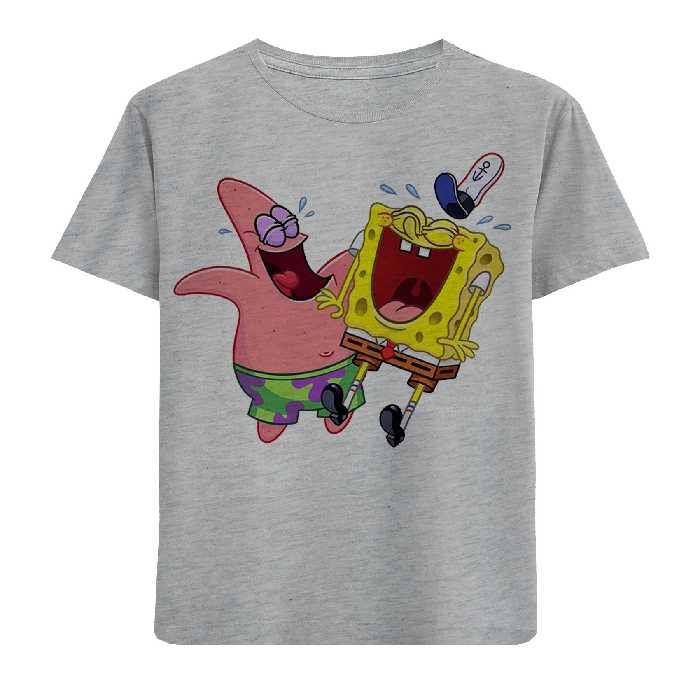 تی شرت آستین کوتاه بچگانه مدل پاتریک و باب اسفنجی F524