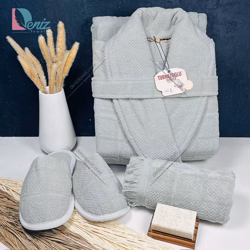 حوله ست یک نفره سه تکه مارتا رنگ طوسی سبز