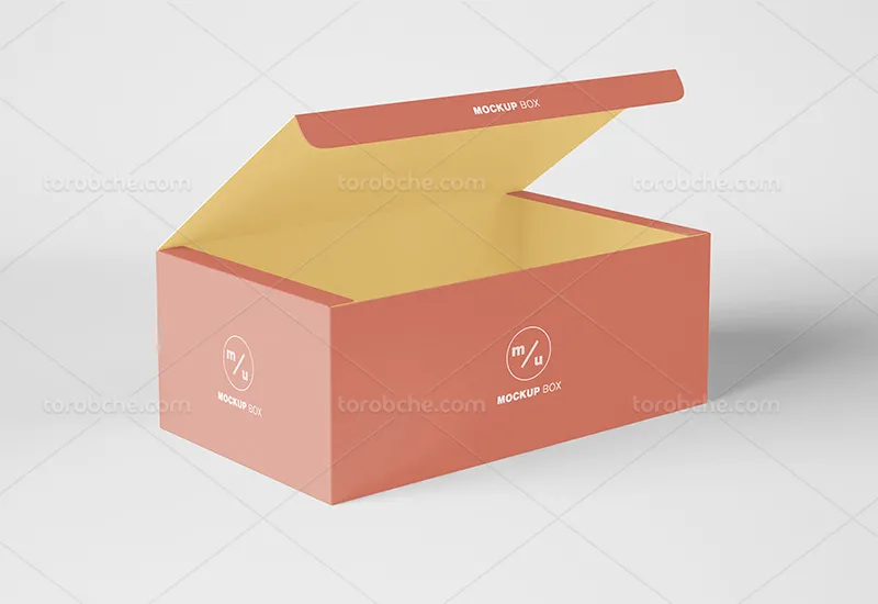 موکاپ PSD جعبه مستطیلی درب تاشو | گرافیک با طعم تربچه