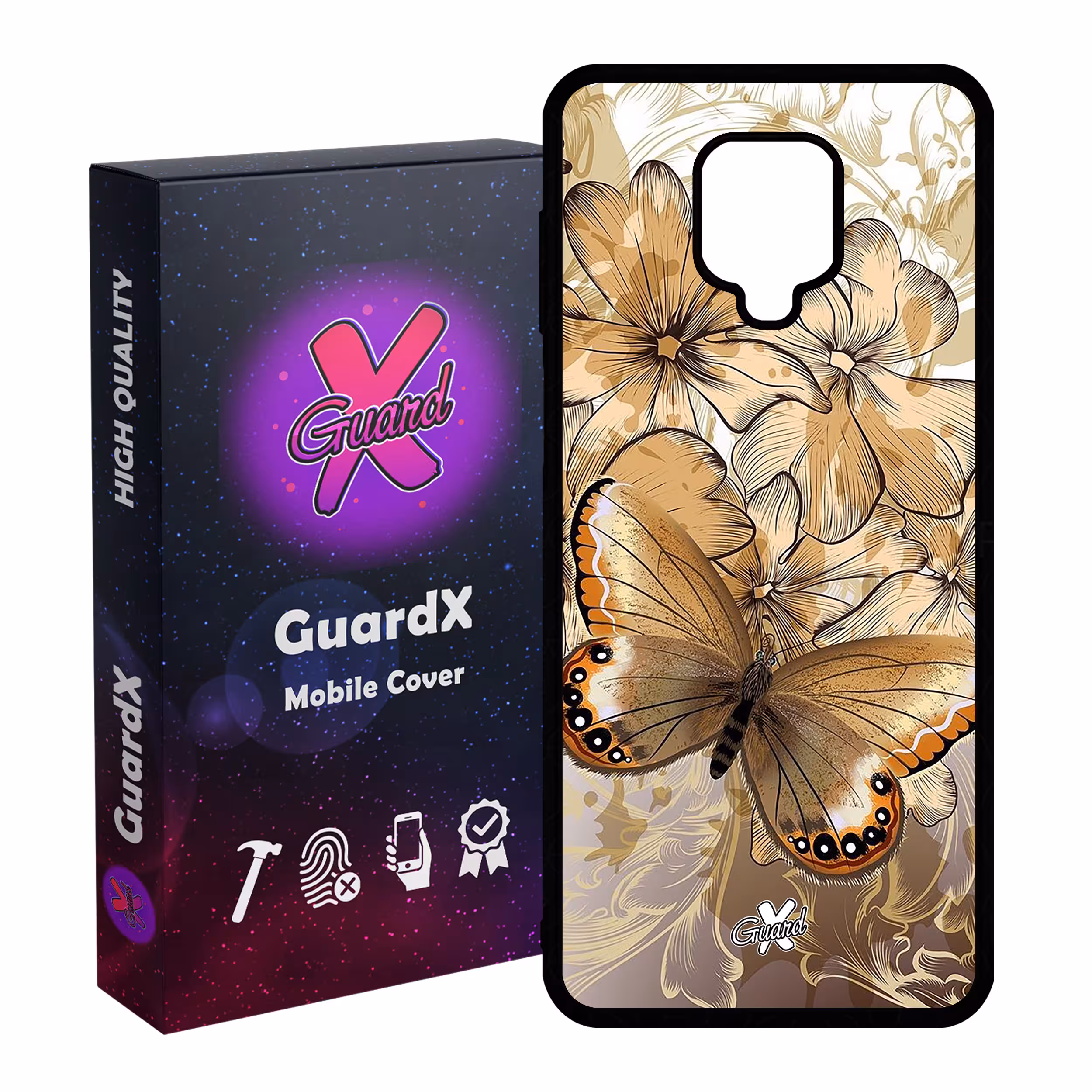 کاور گارد ایکس طرح پروانه مدل Glass10272 مناسب برای گوشی موبایل سامسونگ Redmi Note 9S / Note 9 Pro / Note 9 Pro Max