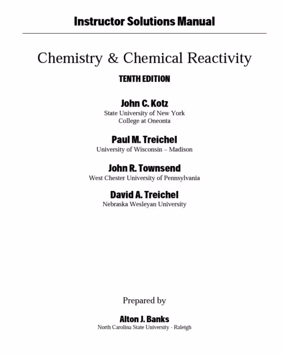 خرید و دانلود نسخه کامل کتاب [Solutions Manual] Chemistry &amp; Chemical Reactivity (10th edition) - Pdf