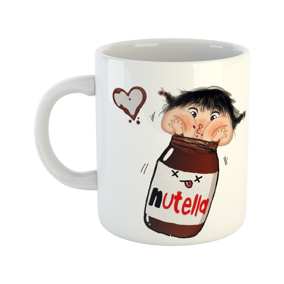 ماگ طرح نوتلا و دختر لپو مدل D1056