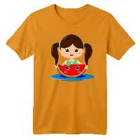 تی شرت آستین کوتاه بچگانه مدل دخترک یلدایی کد  23 رنگ پرتقالی