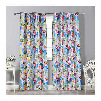 پرده طرح گل آفتابگردان کد 01 سایز 280×150سانتی متر