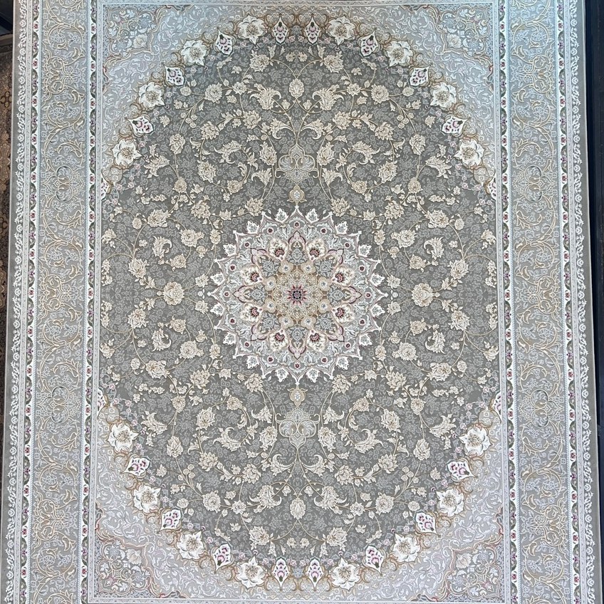 فرش 12 متری 1200 شانه 3600 تراکم ترنج سیلور دلفینی