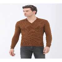 پلیور چند رنگ مردانه دارچین یقه مخلوط لباس بافتنی Kip