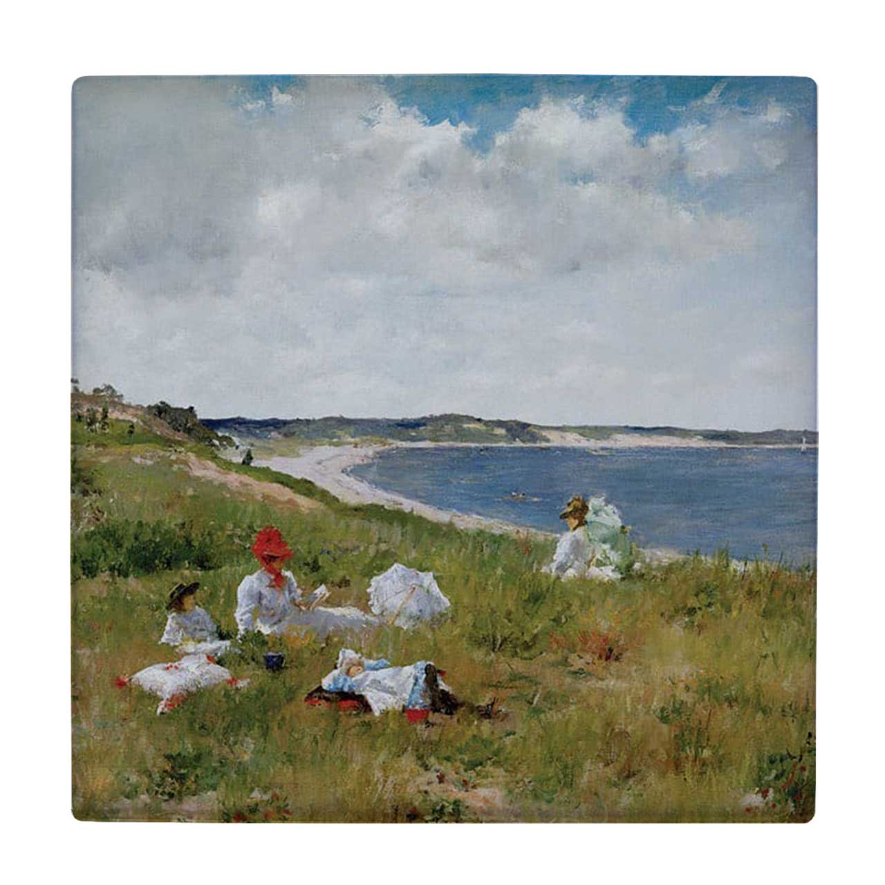 کاشی کارنیلا طرح نقاشی خانواده کنار دریا کد wkk1978