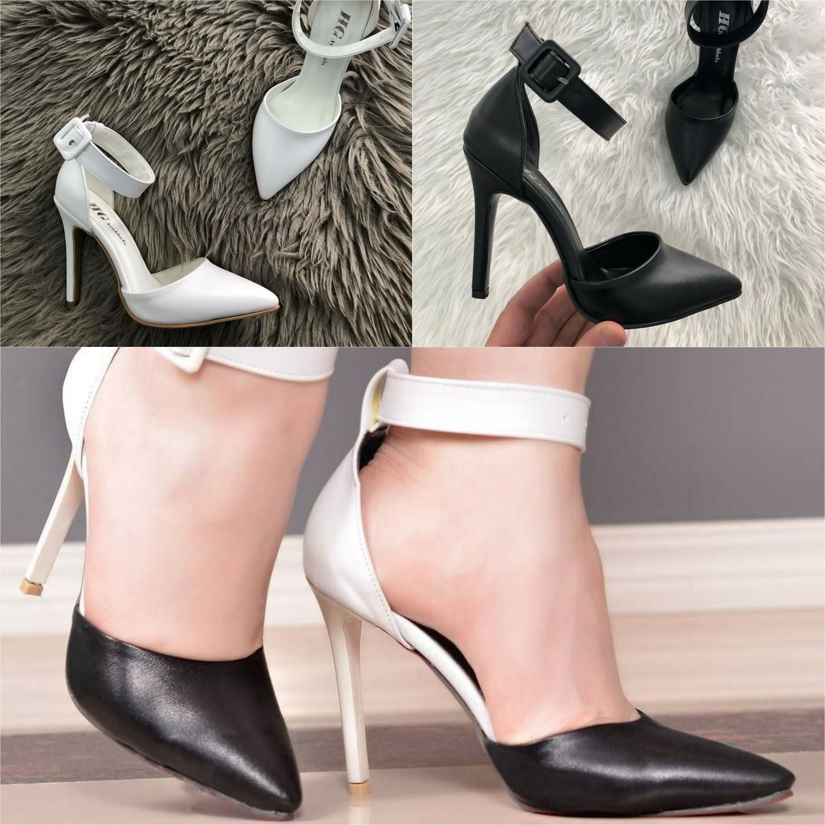 کفش مجلسی پاشنه بلند ده سانتی دورنگه مشکی سفید خاص و شیک باکیفیت تاسایز41