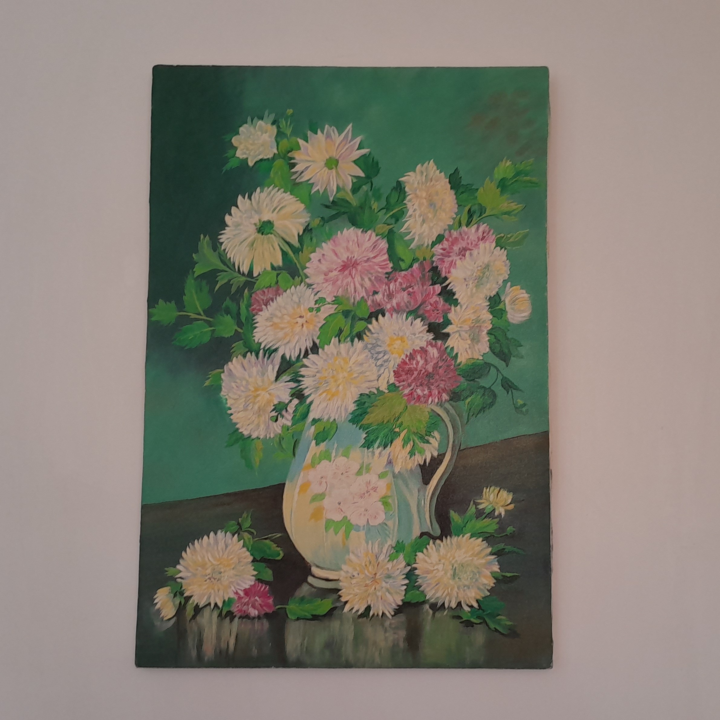 تابلونقاشی رنگ روغن گل وگلدان بامتریال رنگ روغن در ابعاد 40در60