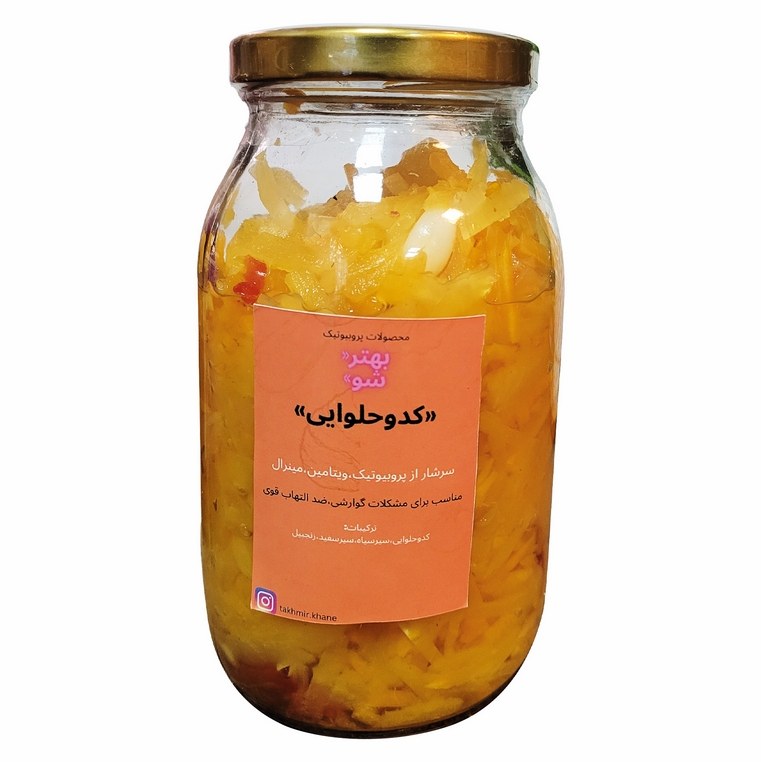 ترشی تخمیری کدو حلوایی