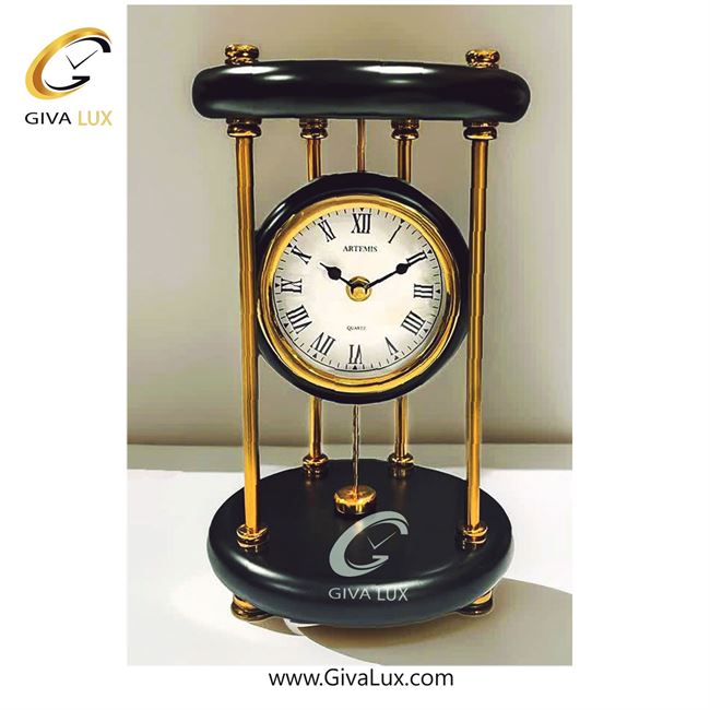 ساعت رومیزی اورجینال آرتمیس آلیاژ فلزی مشکی-طلایی| کد رفرنس 104106، مدل: 1025Black Gold