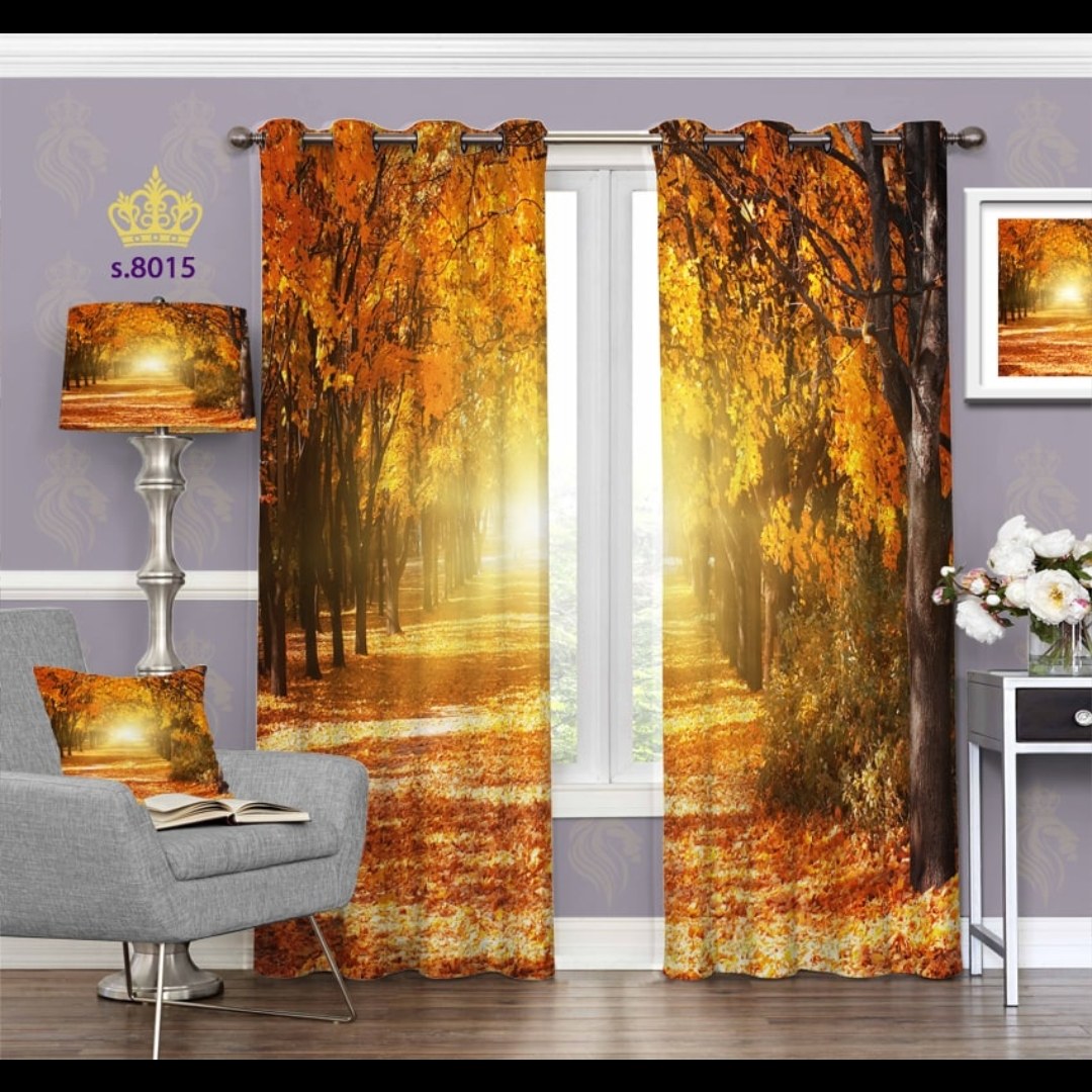 پرده پذیرایی دو قواره طرح منظره کد S8015