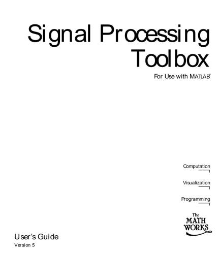 خرید و دانلود نسخه کامل کتاب MATLAB. Signal Processing Toolbox User’s Guide. Version 5