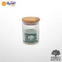 ظرف ادویه تیریتی G5106 شیشه ای با درب چوبی قطر 6 ارتفاع 8 تارا