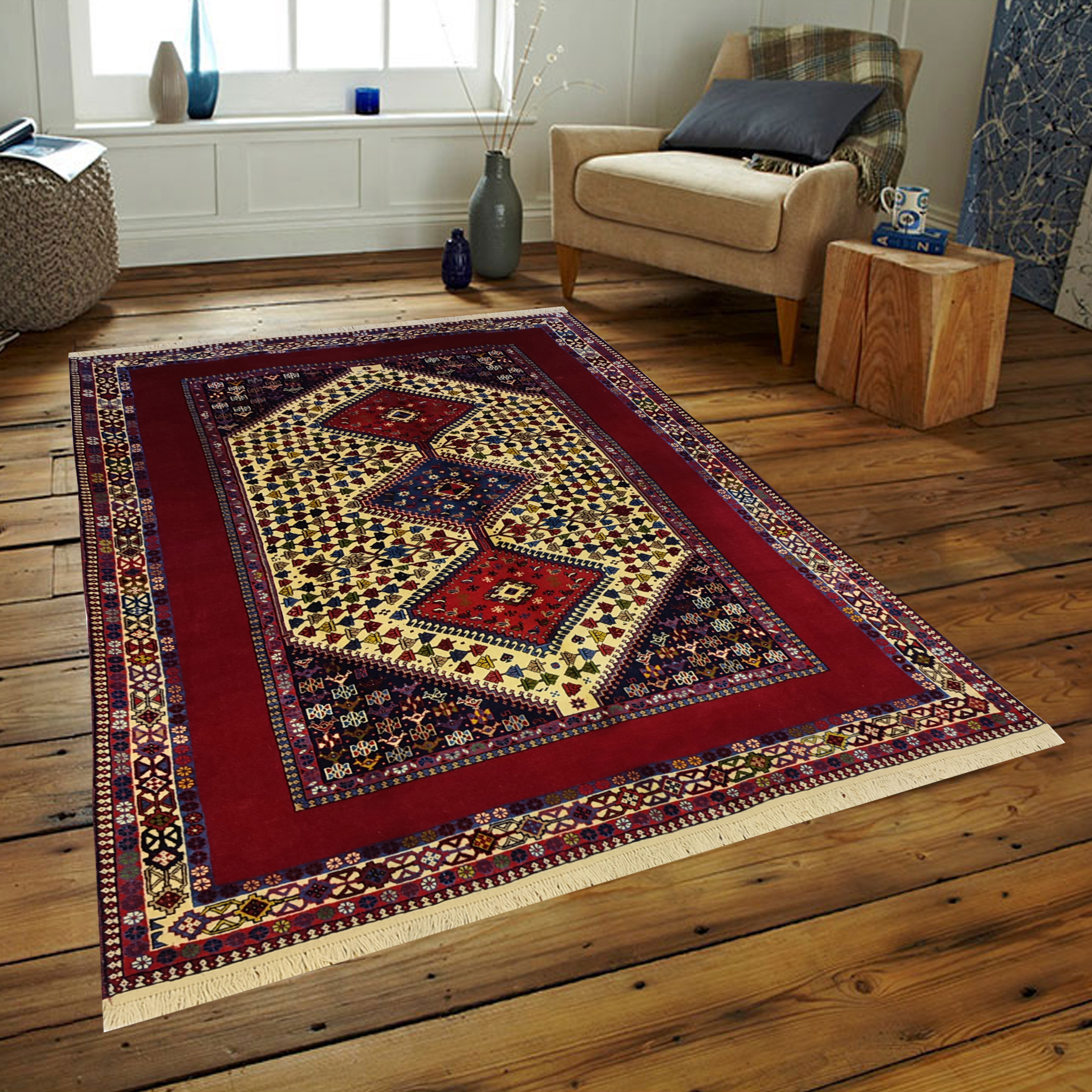 فرش دستباف چهارمتری طرح لوزی مدل AA192