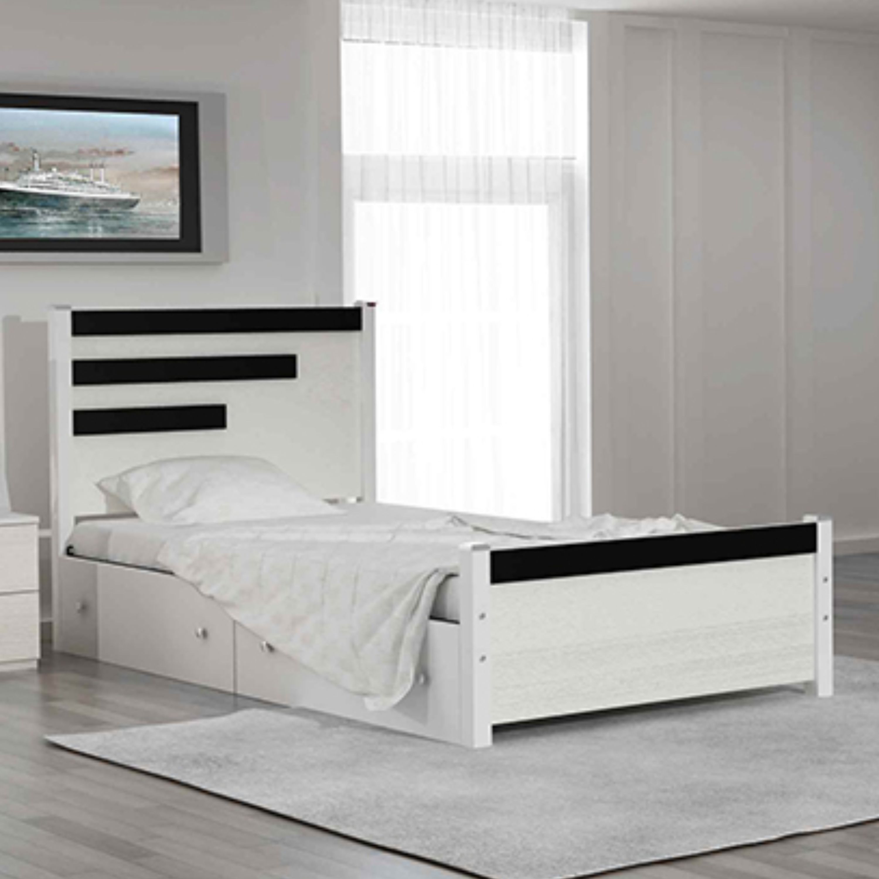 تخت خواب یک نفره مدل رادو با کشو بدون تشک (پرداخت کرایه پس از تحویل)