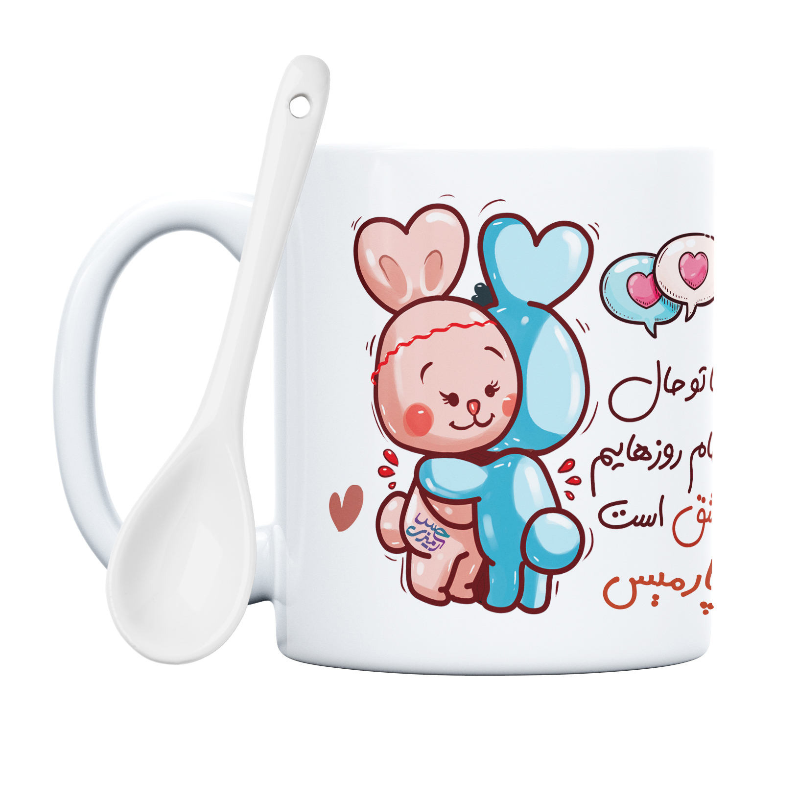 ماگ حس آمیزی طرح روز عشق خرگوشی مدل پارمیس 