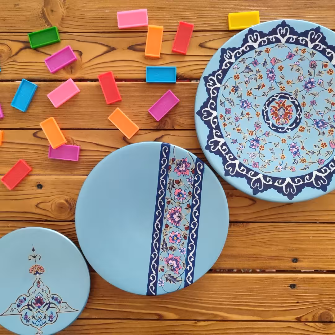 دیوارکوب سه تایی طرح سنتی آبی براق