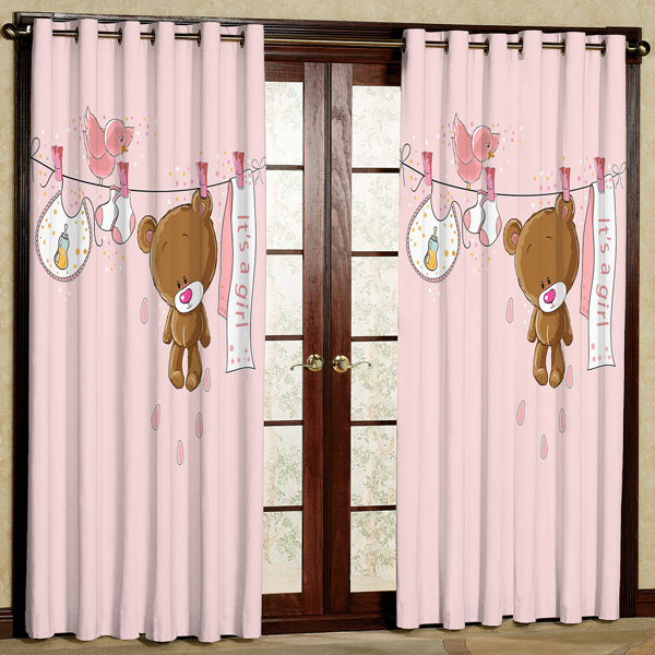 پرده مدل خرس چاپی هازان پانچی کد453 سایز 200x140 سانتی متر