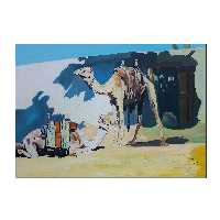 تابلو نقاشی رنگ روغن مدل شتر