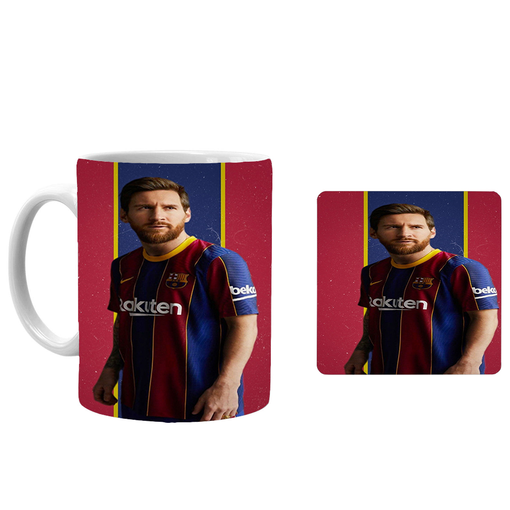 ماگ طرح لیونل مسی xm4 به همراه زیرلیوانی