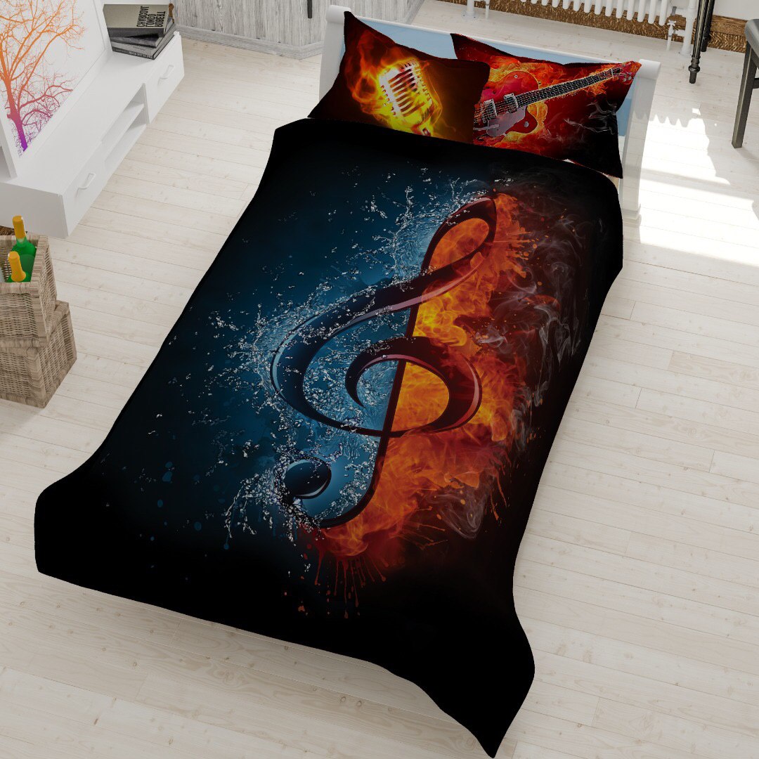 سرویس خواب مدل نت موسیقی یکنفره 5 تکه