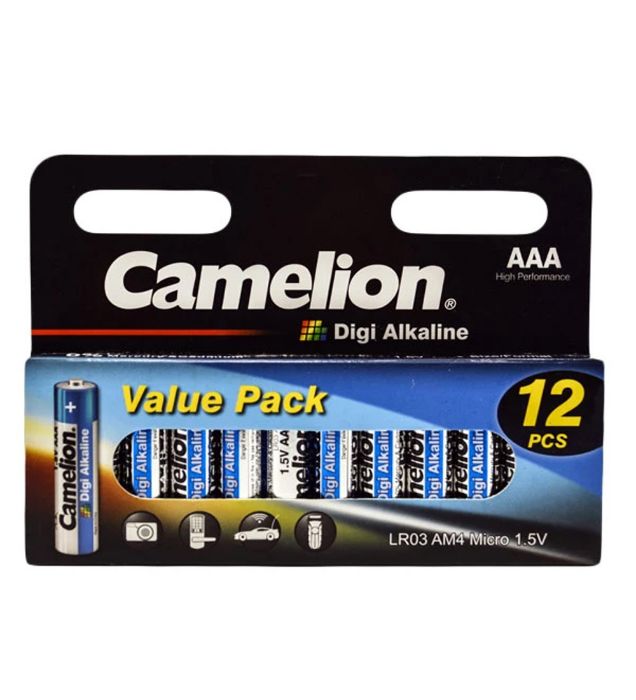 باتری نیم قلمی کملیون مدل Digi Alkaline بسته 12 عددی