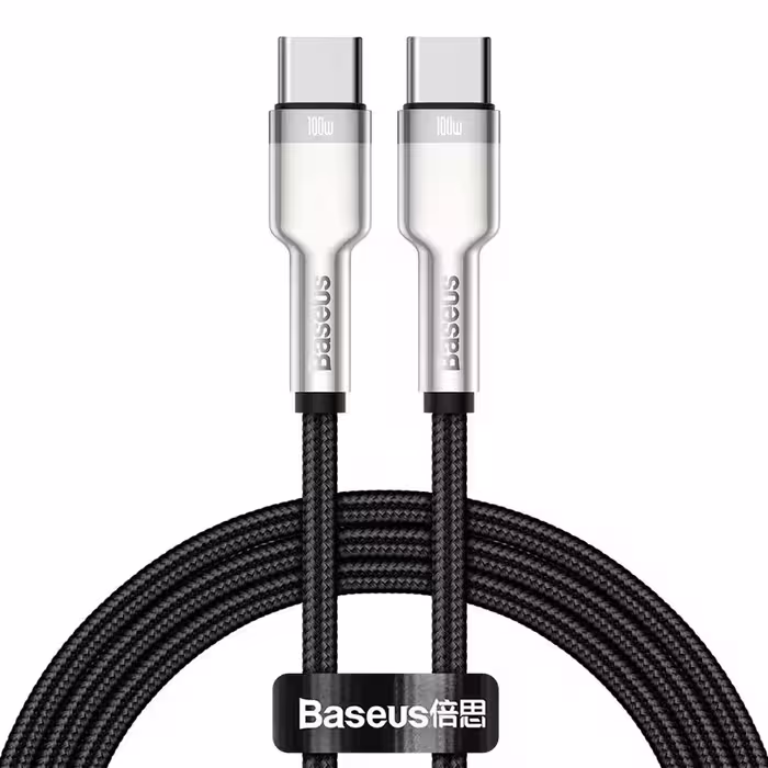 کابل شارژ USB-C به USB-C بیسوس مدل Cafule Metal CATJK-C01 طول 1 متر توان 100 وات