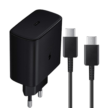 شارژر دیواری سامسونگ 5 ولت 3 آمپر بدون تبدیل مدل TA-845 توان 45 وات به همراه کابل تایپ سی