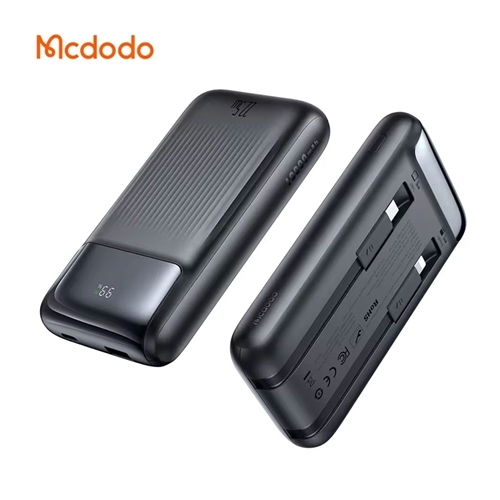 پاوربانک 10000 با کابل 225 وات مک دودو دارای کابل متصل تایپ سی و لایتنینگ Mcdodo Built in Cables Power Bank MC-024