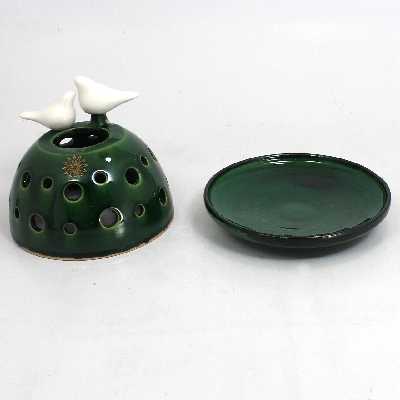 شمعدان سفالی طرح پرنده