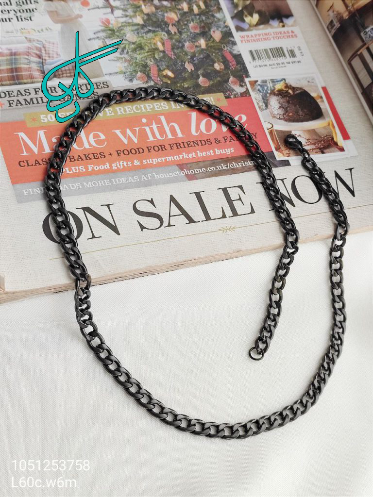 خرید زنجیر استیل مشکی کارتیر رنگ ثابت کد 1415090 - ردگل