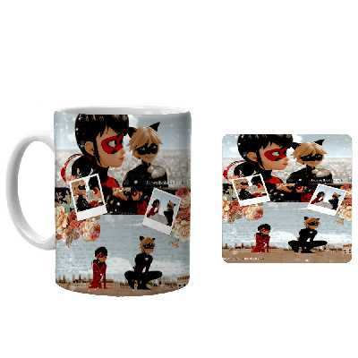 ماگ طرح دختر کفشدوزکی کد xk110 به همراه زیرلیوانی