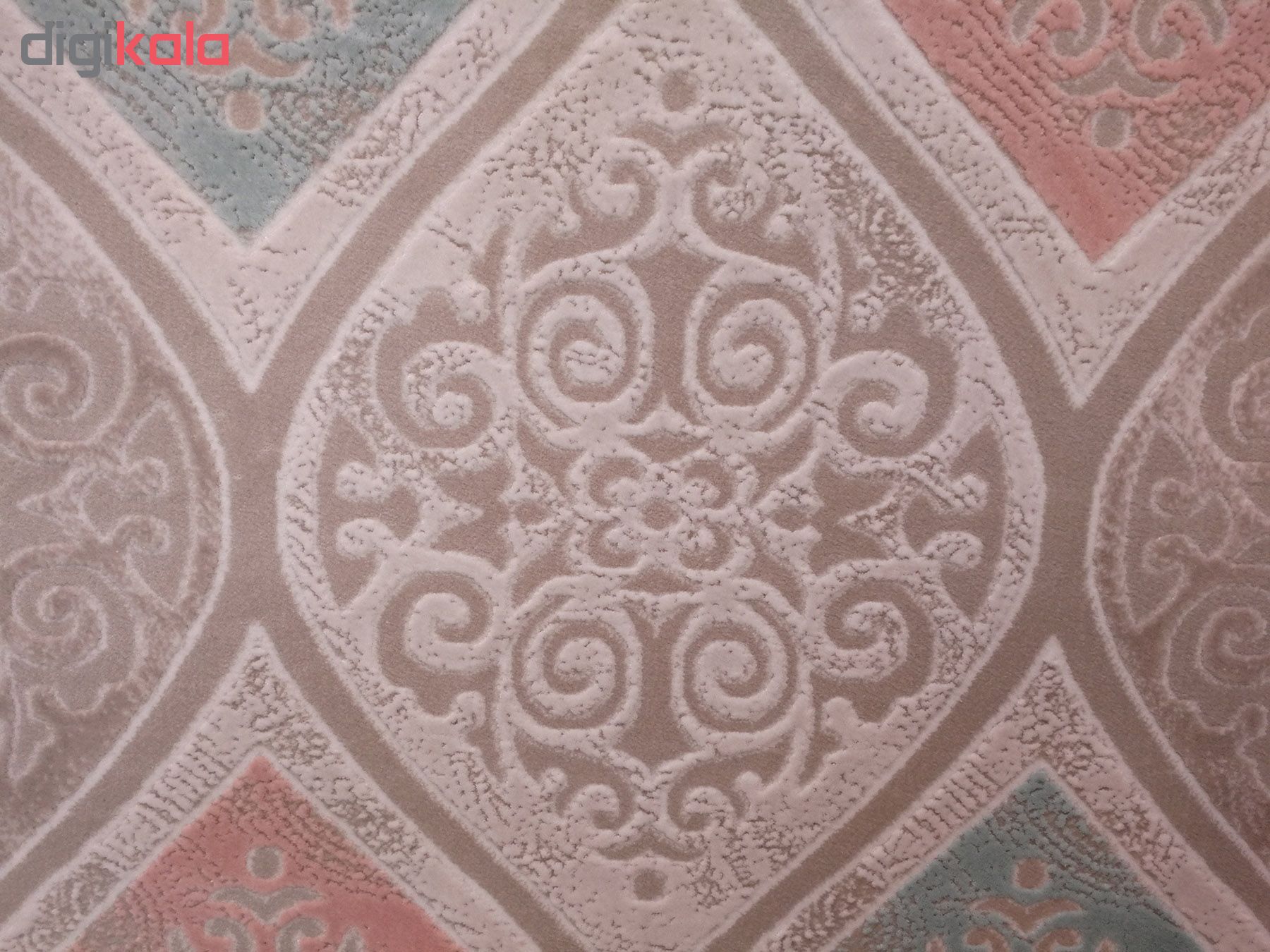 فرش ماشینی زمرد مشهد طرح HA14 زمینه کرم قهوه ای