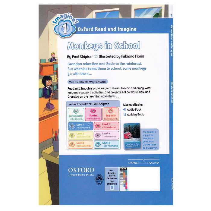 کتاب Oxford Read and Imagine1 Monkeys in School اثر Paul Shipton انتشارات الوندپویان