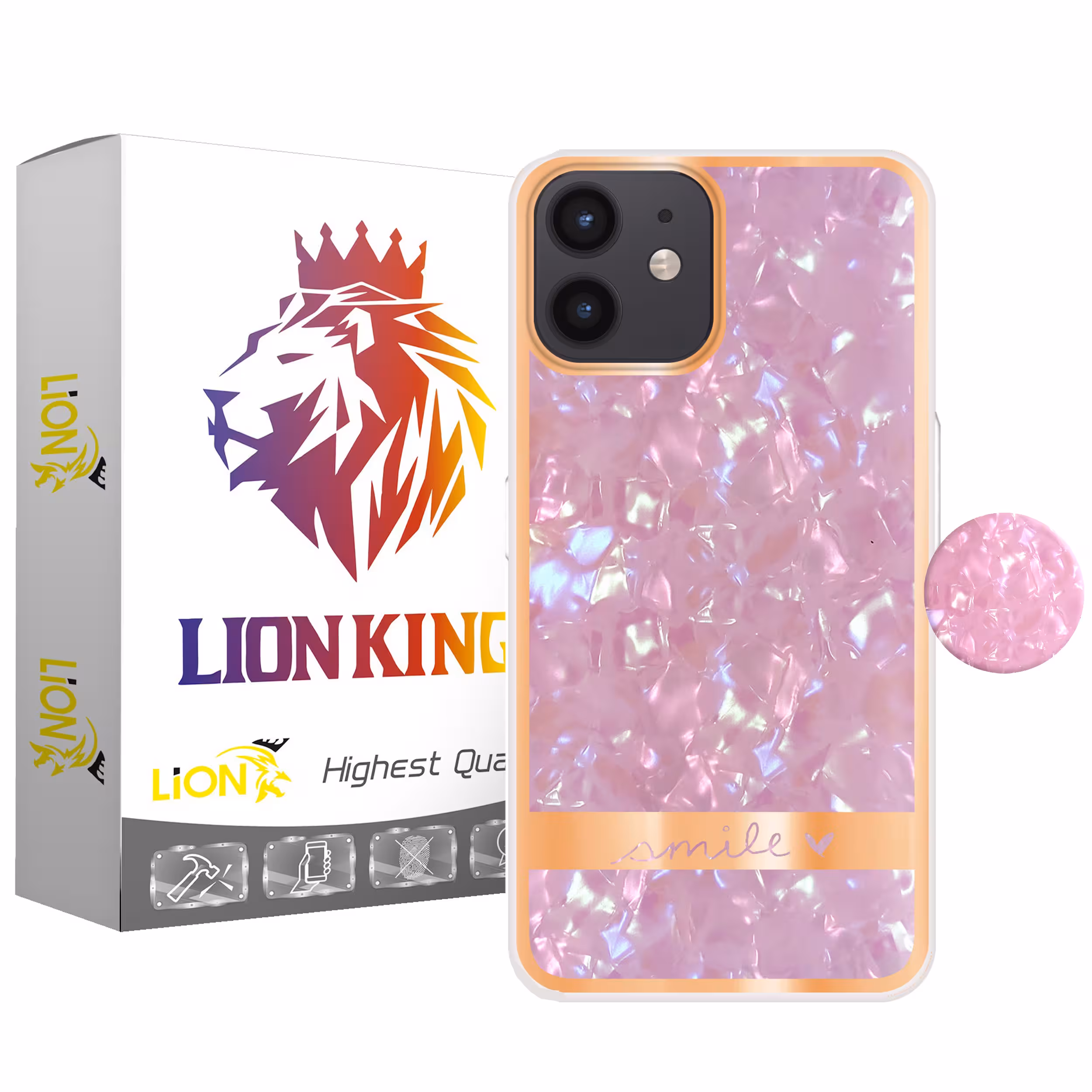 کاور لاین کینگ مدل کریستال یخی مناسب برای گوشی موبایل اپل IPhone 11  به همراه پایه نگهدارنده