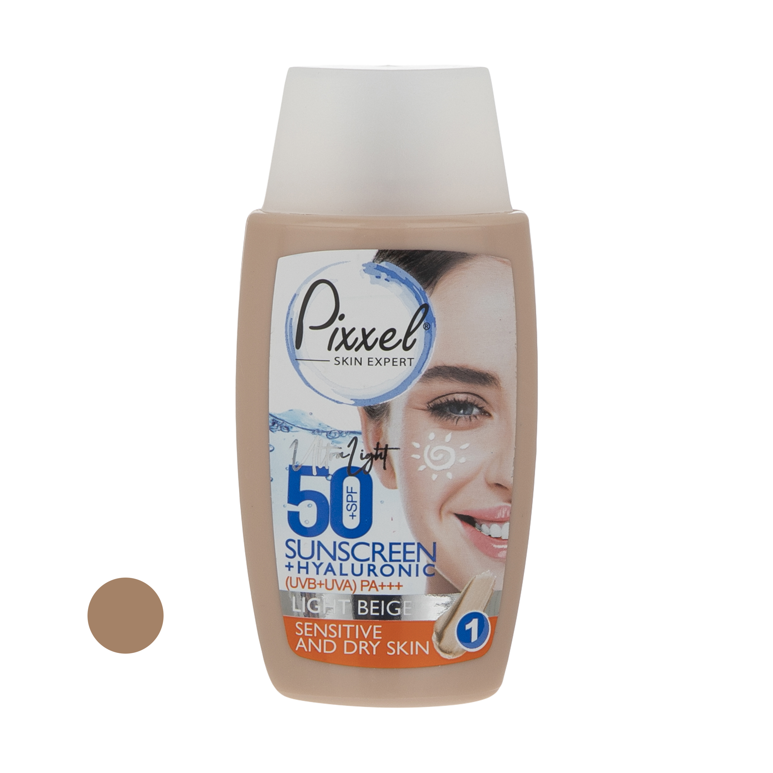 کرم ضد آفتاب رنگی پیکسل SPF50 مدل LIGHT BEIGE مناسب پوست های حساس و خشک حجم 50 میلی لیتر