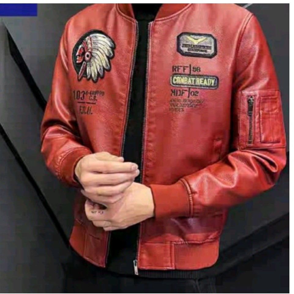 کاپشن چرم کاپشن چرم سامورایی کاپشن چرمه خلبانی کاپشن چرمی پشت چاپ کاپشن چرم سرخ پوستی مشکی وسامورایی
