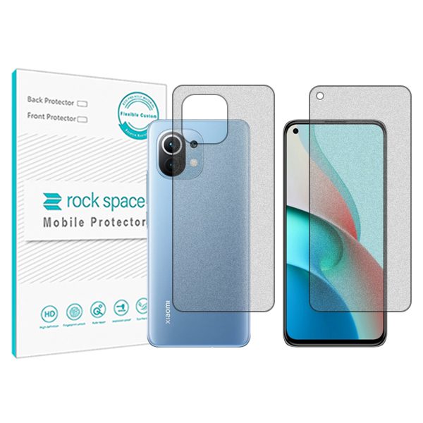 گلس صفحه نمایش و پشت گوشی شیائومی 11 Lite 5G NE مدل نانو هیدروژل مات برند راک اسپیس کد SS