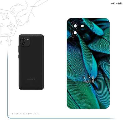 برچسب پوششی ماهوت مدل Green Feather مناسب برای گوشی موبایل سامسونگ Galaxy A03