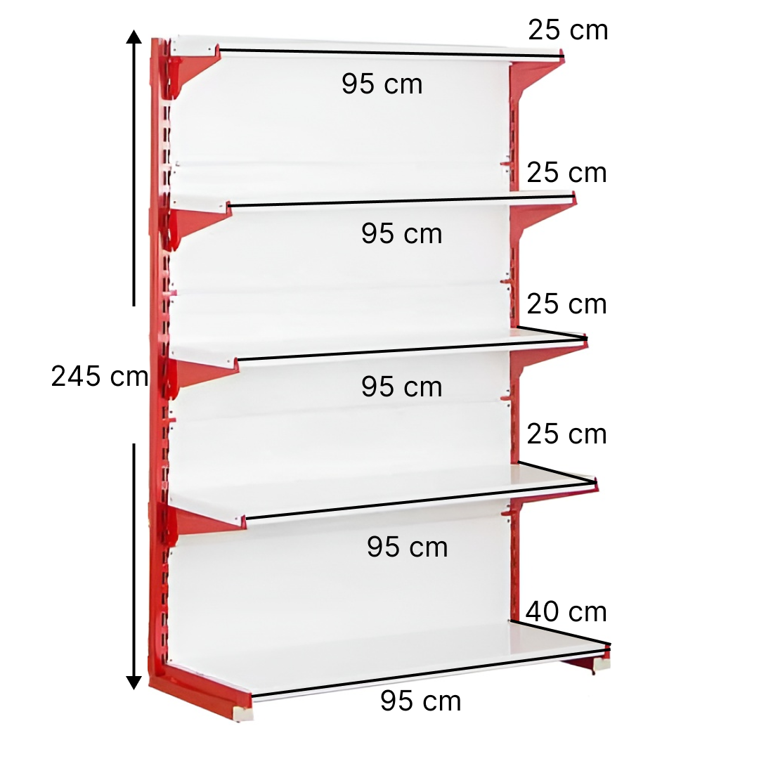 خرید و قیمت قفسه سوپری‌ خودایست 5 طبقه 95x25 ارتفاع 245 - قفسه‌بندی وکیلی
