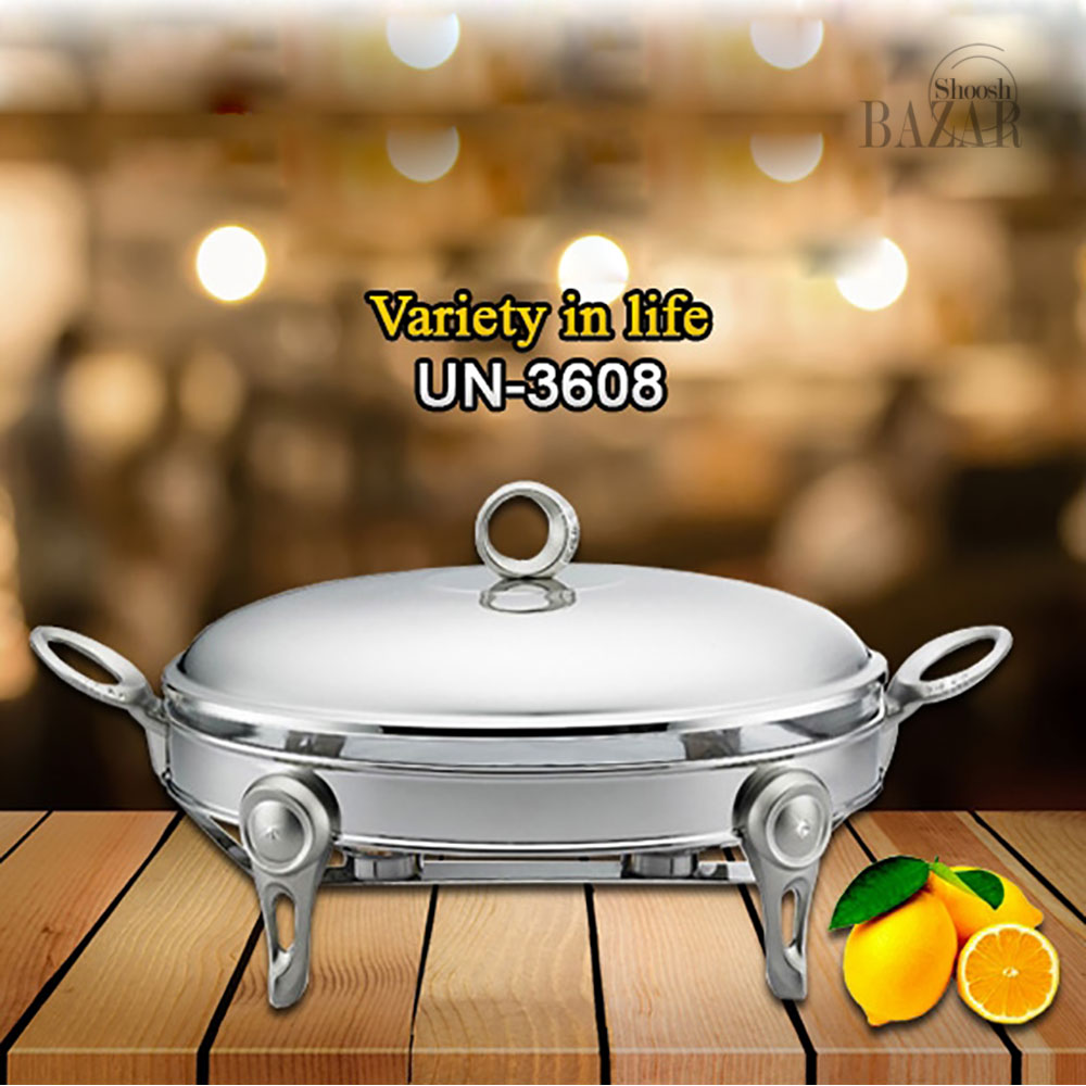 سوفله خوری بیضی بزرگ نگین دار نقره ای یونیک 3608