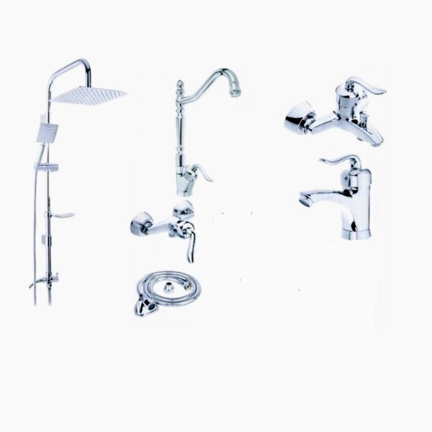مجموعه 6 عددی شیرآلات قاجاری کروم 