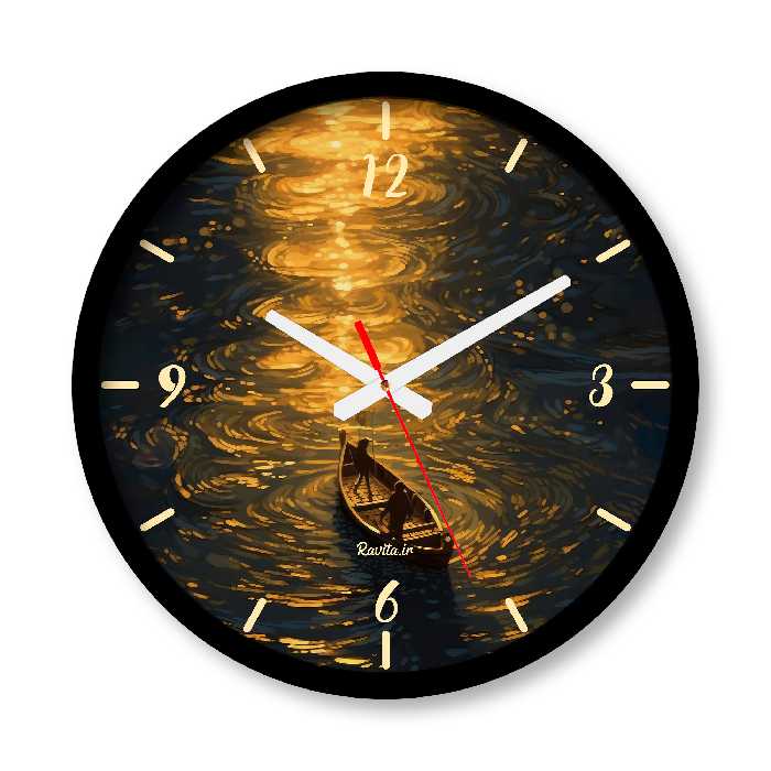 ساعت دیواری بزرگ راویتا طرح مرد نقاشی قایق کد 3590