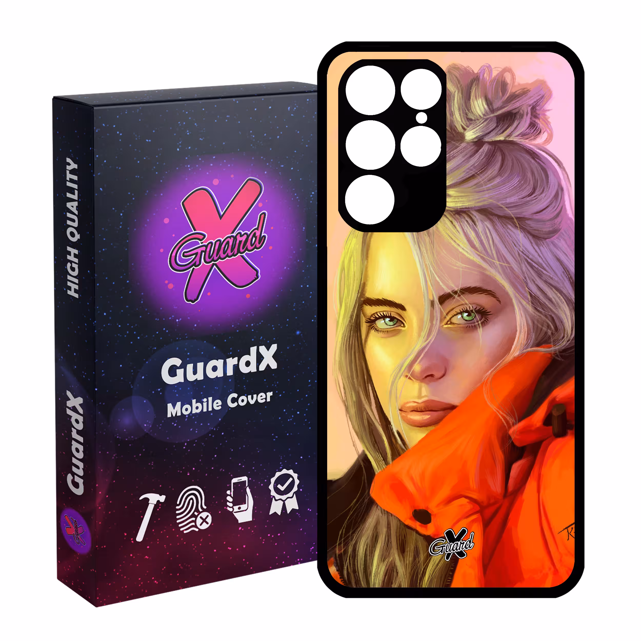 کاور گارد ایکس طرح Billie Eilish مدل Glass10217 مناسب برای گوشی موبایل سامسونگ Galaxy S22 Ultra