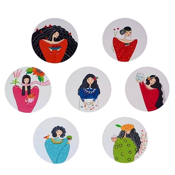 بشقاب دیوارکوب سفالی مدل هفت سین کد 0007 مجموعه 7 عددی