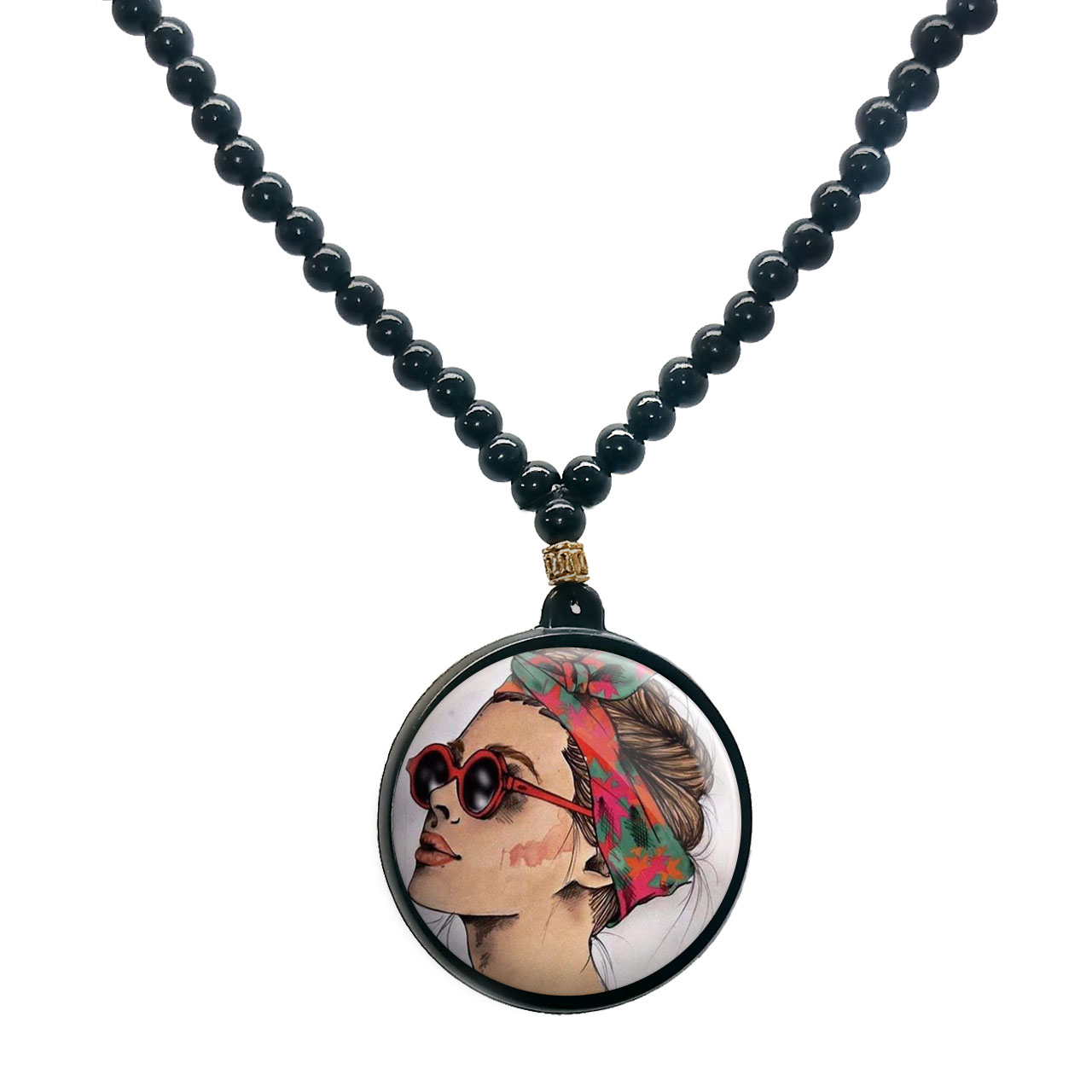 گردنبند پرمانه طرح دخترونه کد pmd.4610 مدل دو طرفه